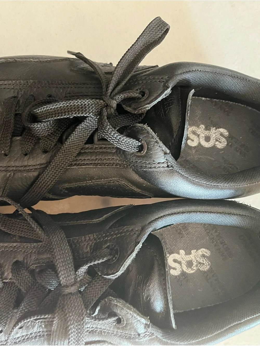 SAS Black Leather Lace-Up Sneakers